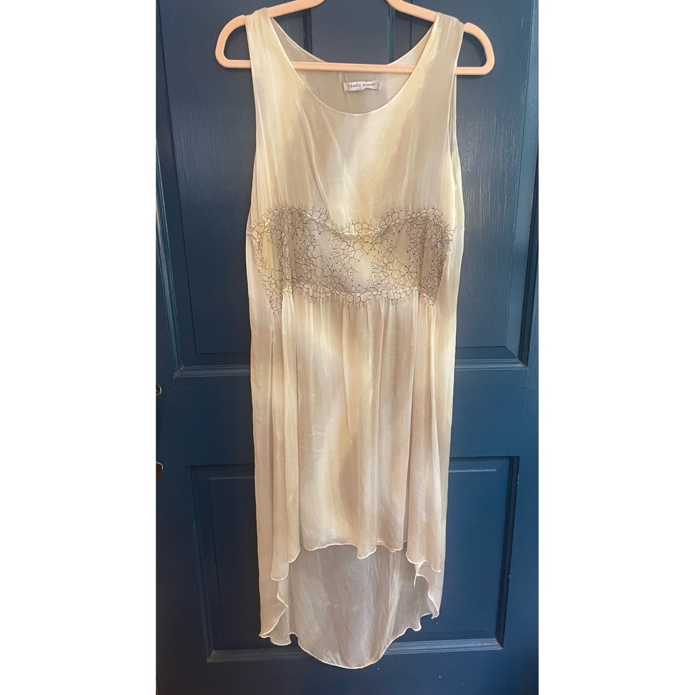 Tempo Paris Dress Silk Lace High Low Made in Italy Large Y2K